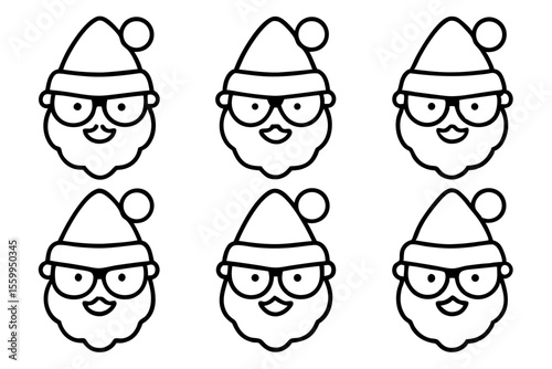Santa Eyewear Collection Minimal Line Art Vector