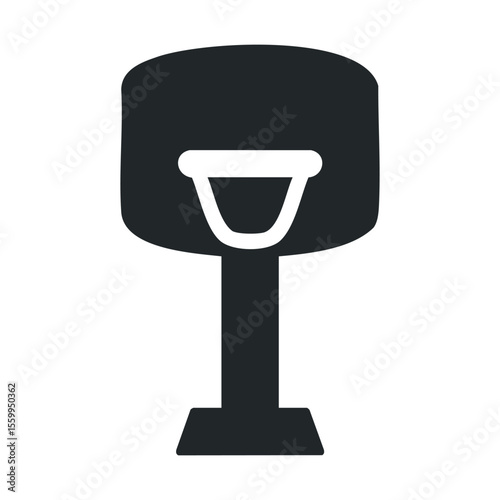Minimalist black office chair icon on white background.
