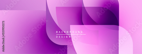 Abstract purple background. Overlapping shapes create dynamic visual effect. Modern design, gradients, smooth transitions present.