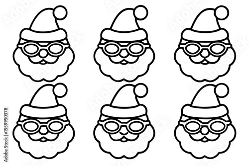 Santa Eyewear Collection Minimal Line Art Vector
