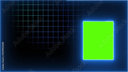 Green screen animation with grid background and saber effect for documentary videos.