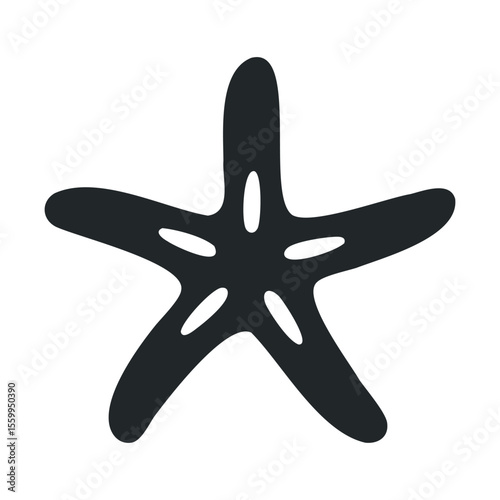 Silhouette of a five-point starfish on white background.