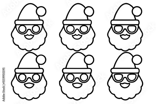 Santa Eyewear Collection Minimal Line Art Vector