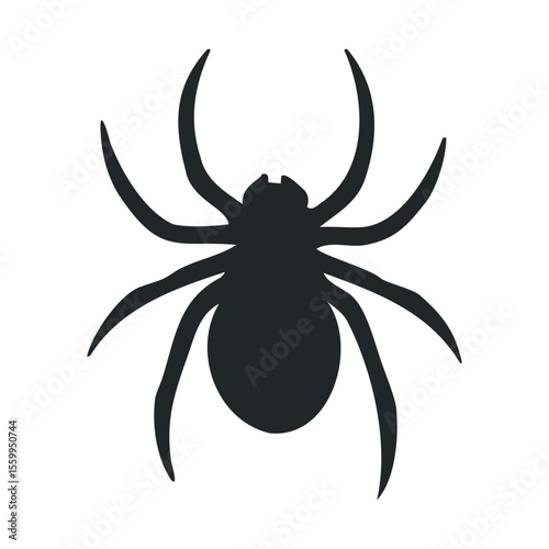 Silhouette of a spider on white background: iconic arachnid design.