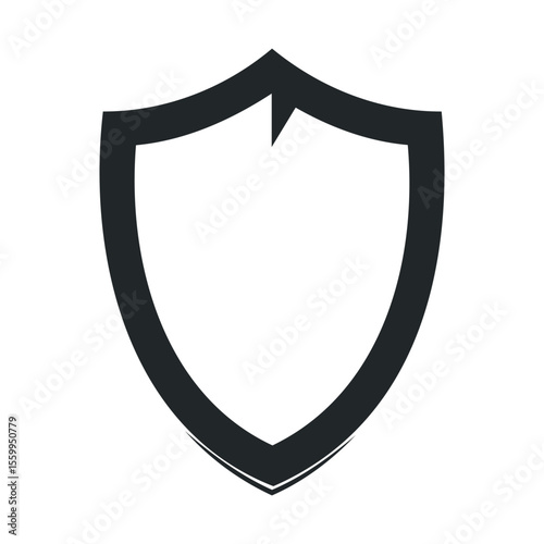 Minimalist black and white shield icon representing security and protection.