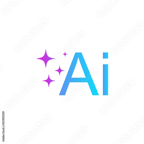  ai icon, colorful artificial intelligence logo with stars