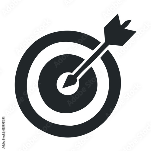 Black target icon with arrow hitting bullseye on white background.