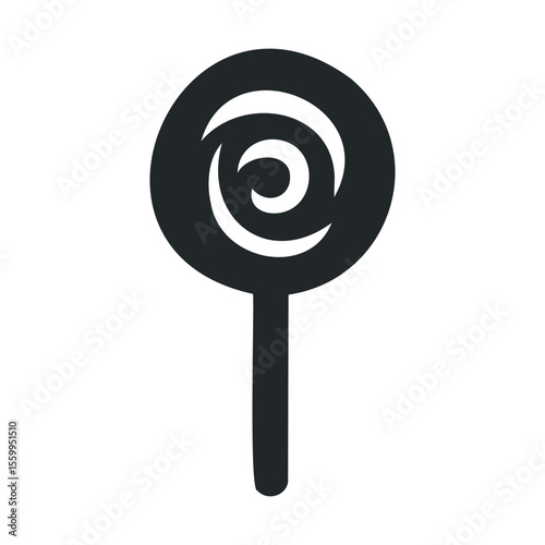 Black and white spiral lollipop icon on a white background.