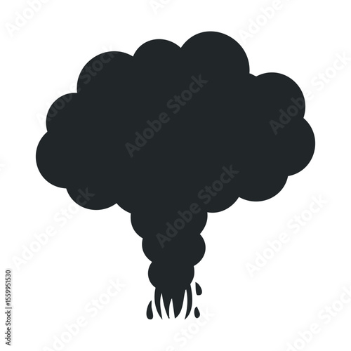Black cloud with rain droplets in simplistic silhouette design.