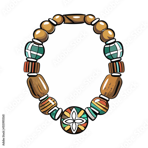 Colorful beaded necklace with floral design for Indigenous People Day  