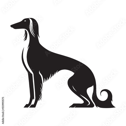 Presenting a standard Saluki illustration, easy to use and adapt for various graphic design purposes - Saluki silhouette - Saluki Vector - Silhouette of Saluki - dog vector

