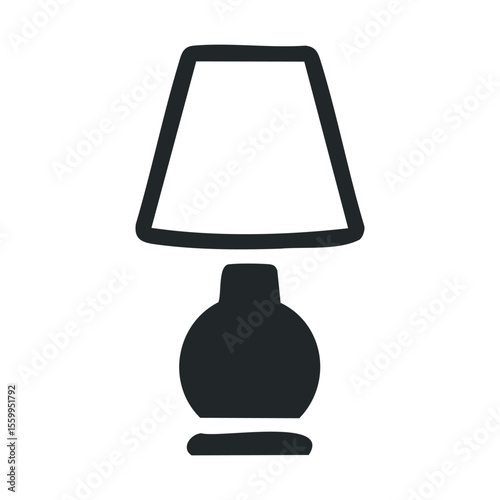 Minimalist black table lamp silhouette with modern design.