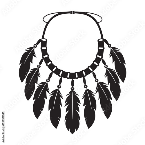 Decorative necklace with feathers and beads representing Indigenous people day  