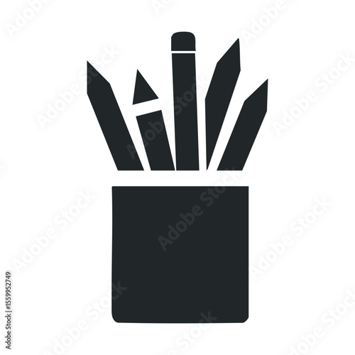 Simplistic french fries icon in black and white.