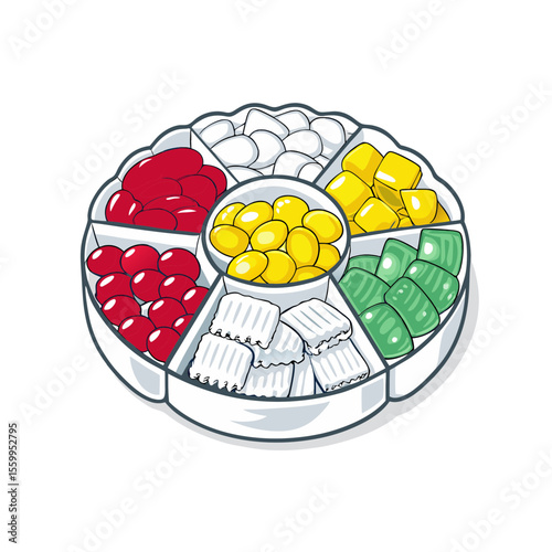 Colorful sweets platter arranged for festive celebration  