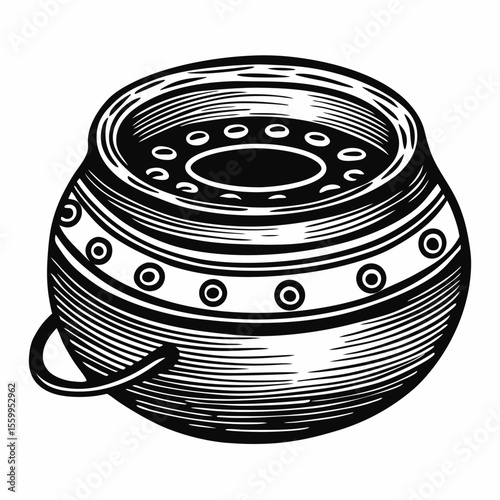 Traditional decorative pot with intricate patterns and designs  