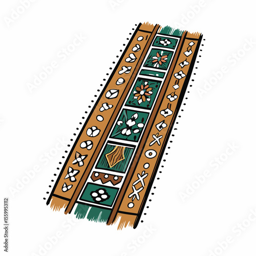 Indigenous textile pattern with colorful designs and symbols  