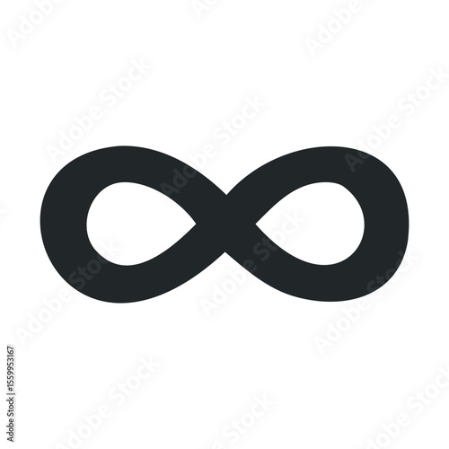 Black infinity symbol on white background.