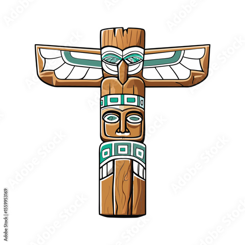 Wooden totem pole with intricate carvings representing Indigenous culture  