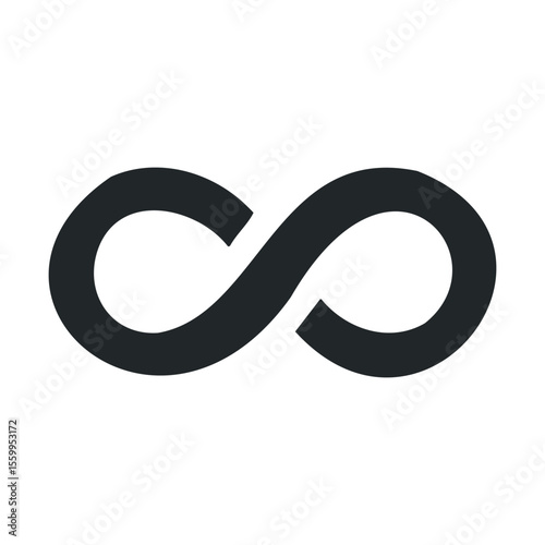 Black infinity symbol on white background.