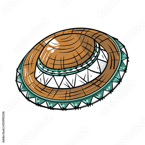 Colorful traditional Mexican sombrero with decorative stitching  