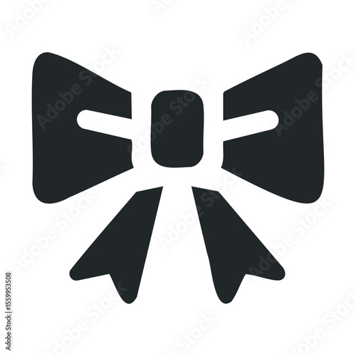 Black bow tie graphic icon in simple vector style.