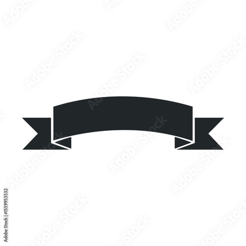 Blank black ribbon banner with curved design and arrow tails.