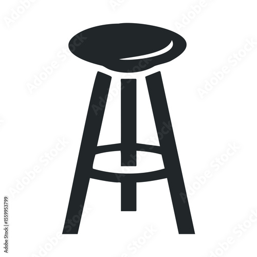 Minimalist black bar stool icon silhouette on white background.