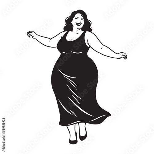 Confident lady swinging arms displaying self-assurance in her movements - lady swinging arms silhouette - lady swinging arms Vector - Silhouette of lady swinging arms

