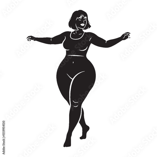 woman swinging arms expressing liberation and unburdened movement - woman swinging arms silhouette - woman swinging arms Vector - Silhouette of woman swinging arms

