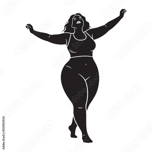Vigorous woman swinging arms with strong, deliberate action - woman swinging arms silhouette - woman swinging arms Vector - Silhouette of woman swinging arms

