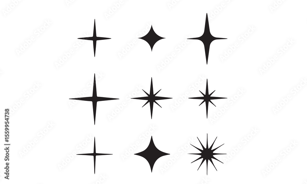 Fototapeta premium Sparkle Star Icon Set