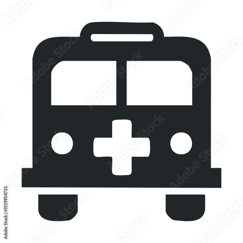 Ambulance icon in black and white.
