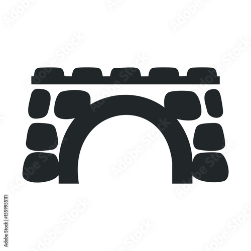 Simple black stone bridge icon with rounded arches.