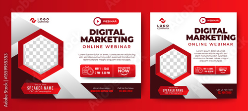 Digital marketing live webinar and corporate social media post template. vector