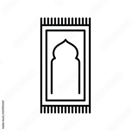Simple islamic prayer mat icon with a mihrab design and fringe