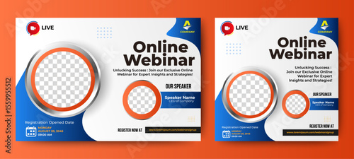Editable webinar conference banner template. gradient abstract background color composition shape. Suitable for social media post Webinar. vector
