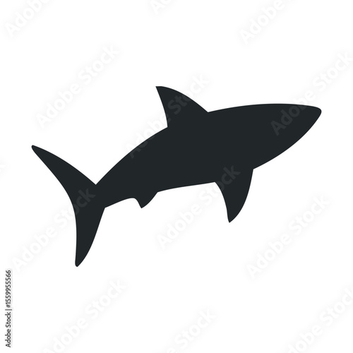 Silhouette of a shark: black and white vector illustration.