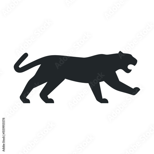 Silhouette of a leaping panther in motion.