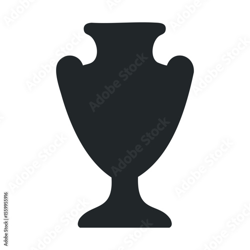 Silhouette of a classic ceramic vase with two handles on white background.
