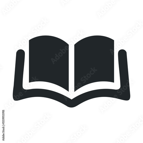 Simple black book icon design for reading and education themes.