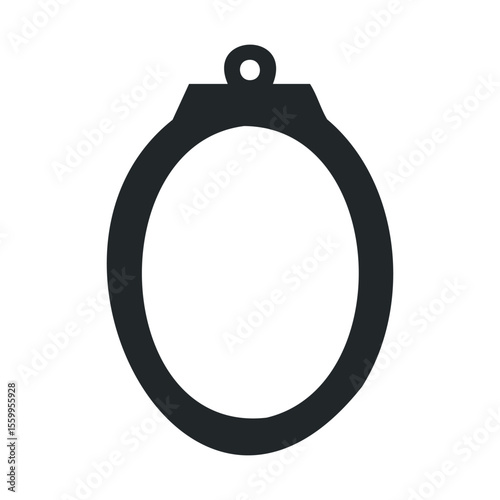 Simple black jewelry icon: circular pendant illustration.