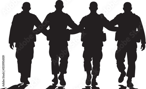 Rising Powers: Silhouettes of Soldiers from Iran, China, Russia, Korea