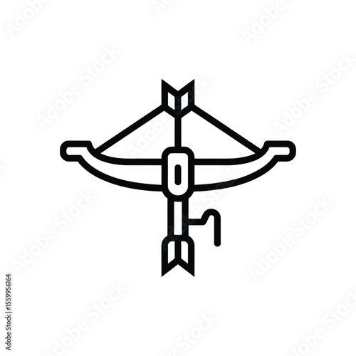 Simple line art icon of a crossbow with an arrow