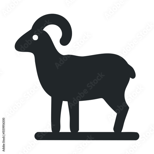Goat silhouette on white background.