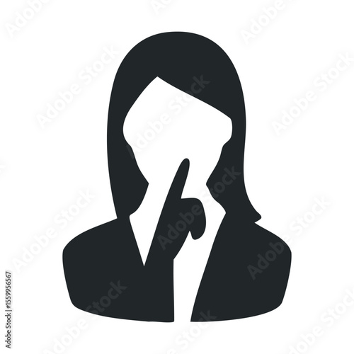 Silhouette of person pondering with finger on lips.