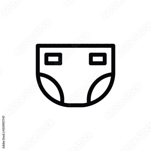 Simple outline icon of a baby diaper with two tabs on a white background