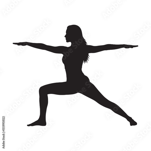 Mindful woman yoga enthusiast displaying focused concentration and balance - woman yoga silhouette - woman yoga Vector - Silhouette of woman yoga

