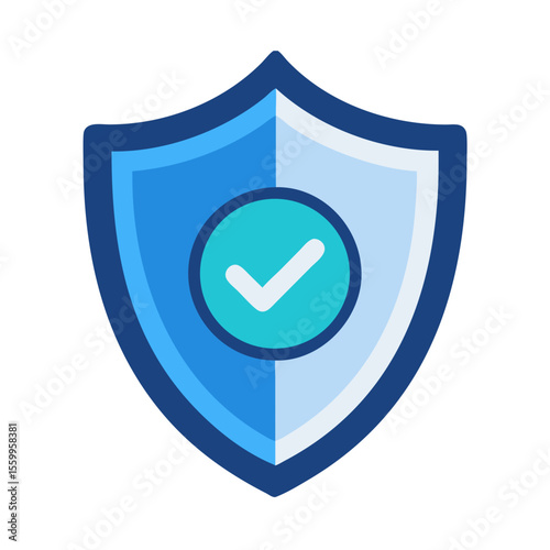 Modern Flat Style Shield Checkmark Protection Symbol Security Guard Icon