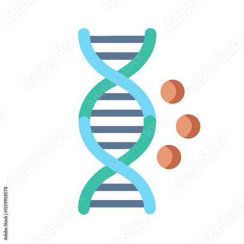 Flat Simple DNA Structure with Molecules Scientific Medical Healthcare Illustration